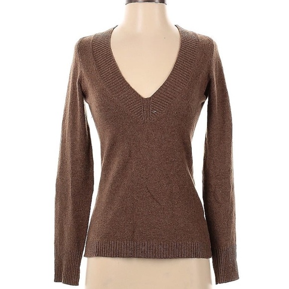 Maya Sweaters - brown v-neck cashmere sweater size small